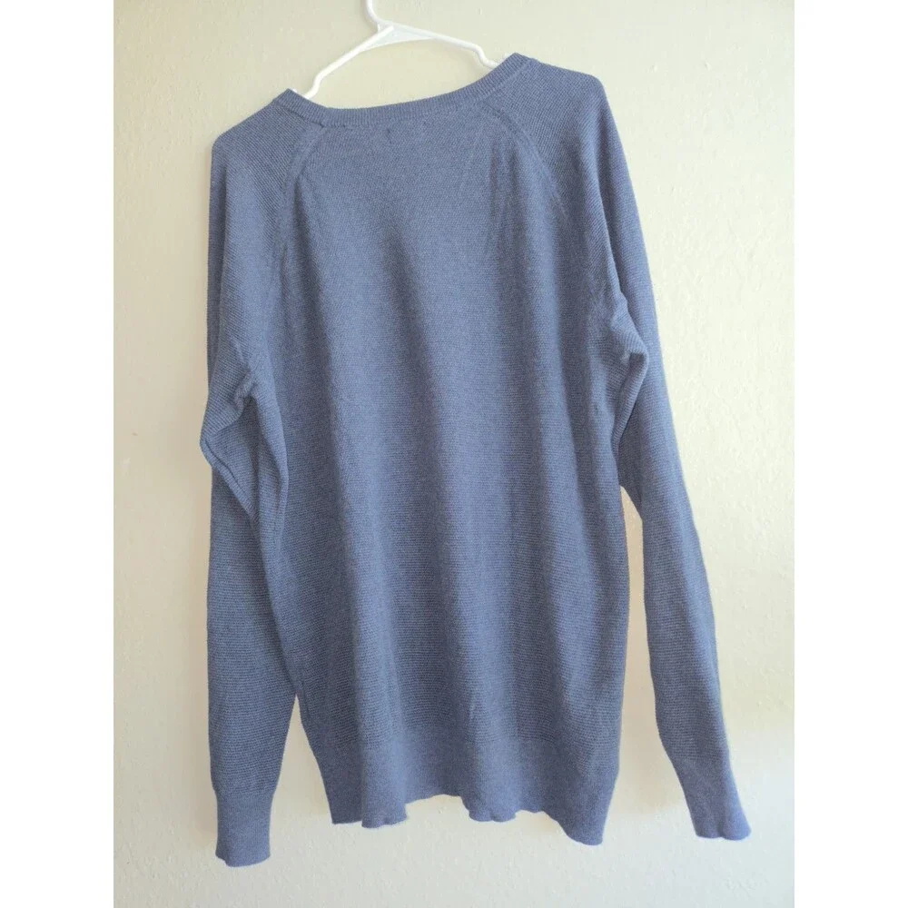 ​J CREW Men XL Blue Sweater 100% Cotton Raglan Long Sleeve Pullover Knit 29x22